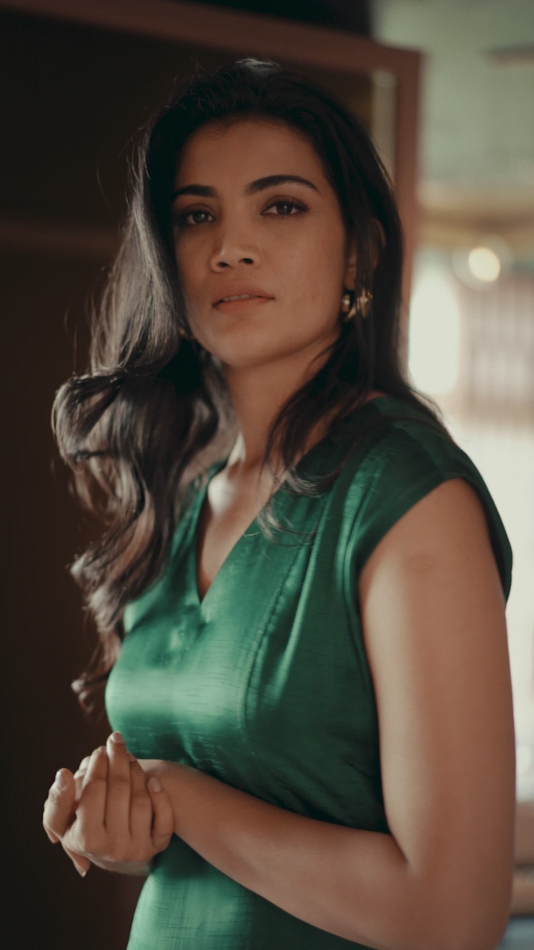 Dark Green Dupion Silk Dress